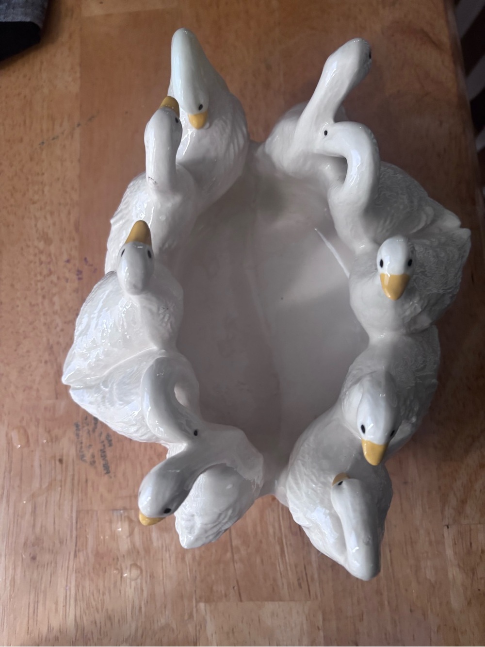 Vintage White Ceramic Goose Decor or could be used as a planter